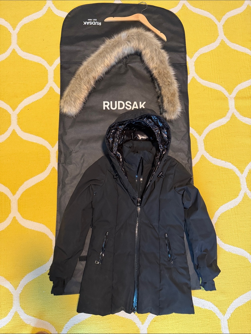RUDSAK Kids Black Parka with Removable Fur Trim